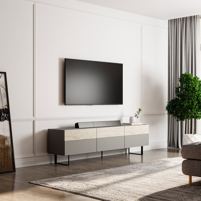 Hanah Home Soporte de TV Gris y Travertino Hanah Home Soporte de TV Gris y Travertino